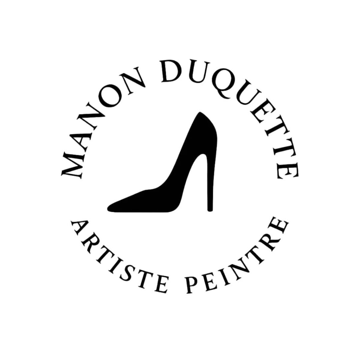 Logo Manon Duquette, artiste peintre, avec un talon haut